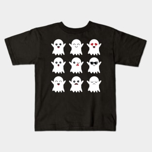 Cute Ghost Emoticon Funny Halloween Gift Kids T-Shirt